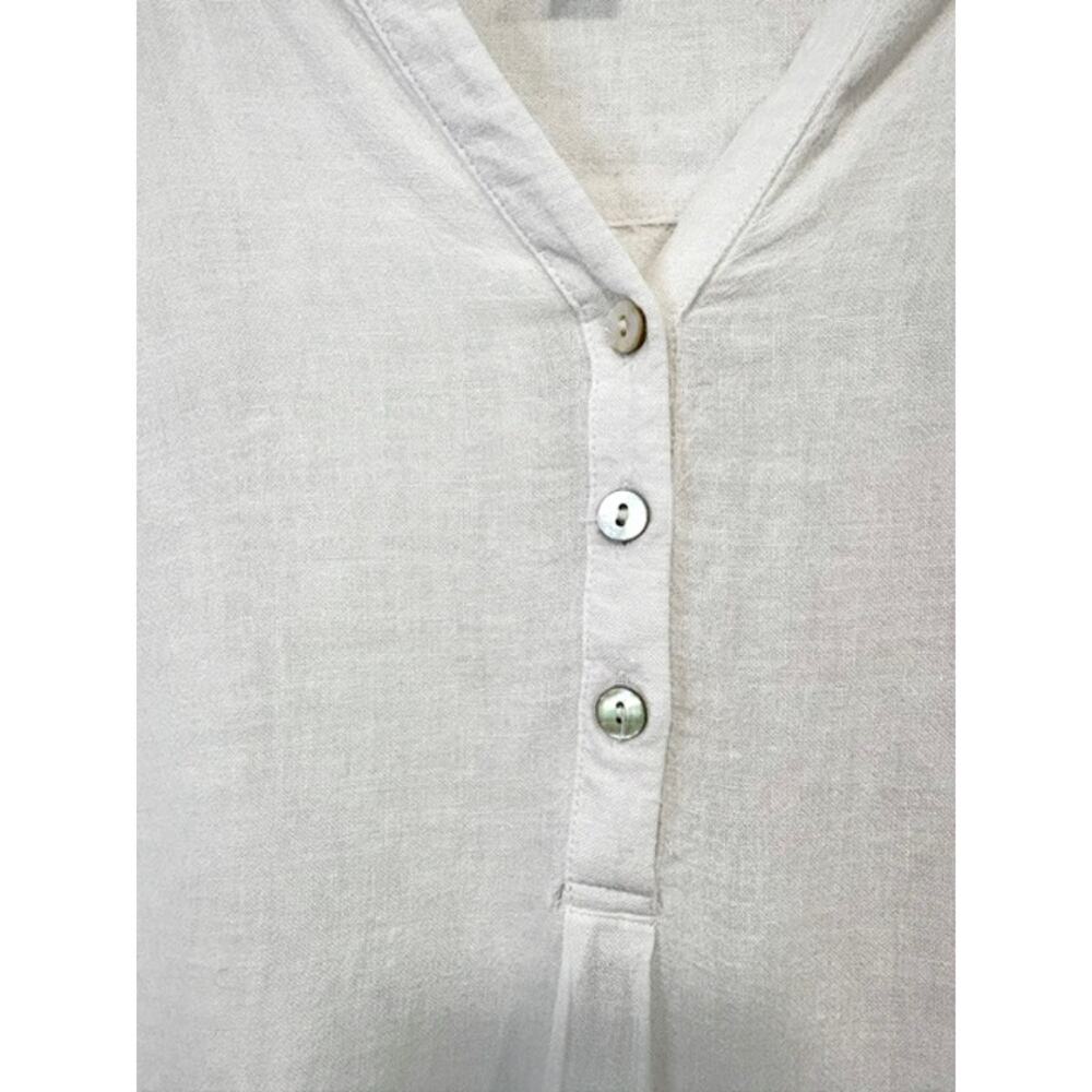 J. Jill Linen Blend Striped Back Pintucks Tunic Top Small White Blue Lagenlook - Picture 4 of 12
